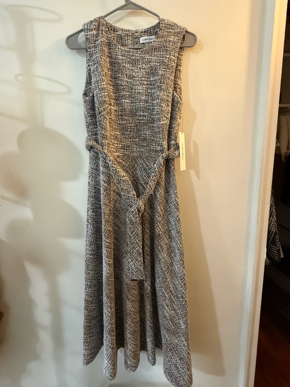 NWT Calvin Klein A line midi dress tweed